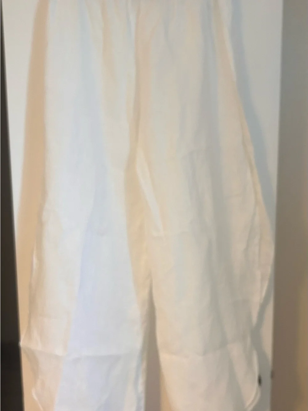 100% Linen Zara White Wide-Leg Linen Blend Pants
